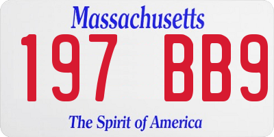 MA license plate 197BB9