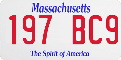 MA license plate 197BC9