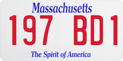 MA license plate 197BD1