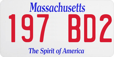 MA license plate 197BD2