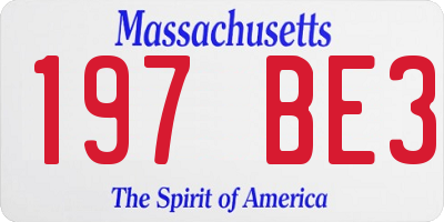 MA license plate 197BE3