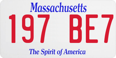 MA license plate 197BE7