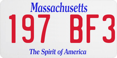 MA license plate 197BF3