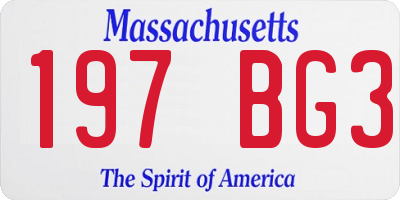 MA license plate 197BG3