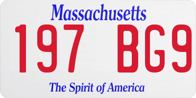 MA license plate 197BG9