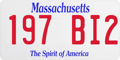 MA license plate 197BI2