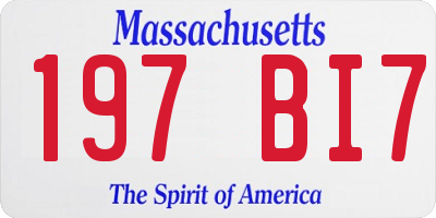 MA license plate 197BI7