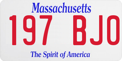 MA license plate 197BJ0