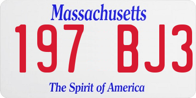 MA license plate 197BJ3