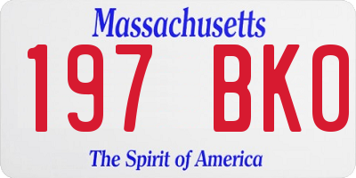 MA license plate 197BK0