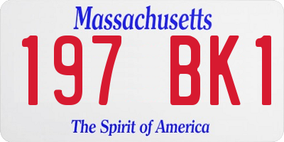 MA license plate 197BK1