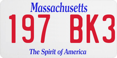 MA license plate 197BK3