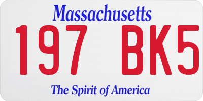 MA license plate 197BK5