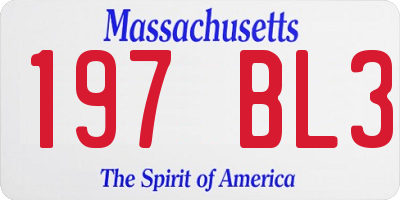MA license plate 197BL3