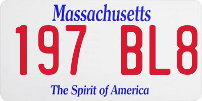 MA license plate 197BL8