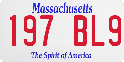 MA license plate 197BL9