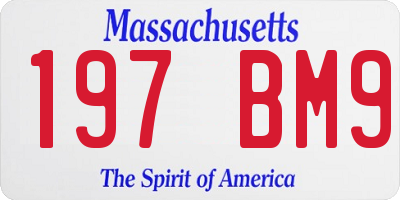 MA license plate 197BM9