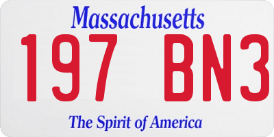 MA license plate 197BN3