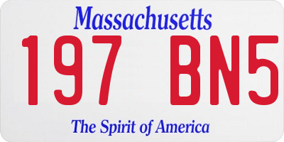 MA license plate 197BN5