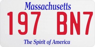 MA license plate 197BN7