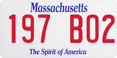 MA license plate 197BO2