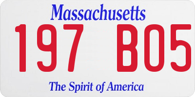 MA license plate 197BO5