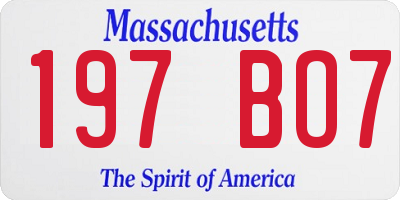 MA license plate 197BO7