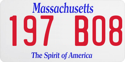 MA license plate 197BO8