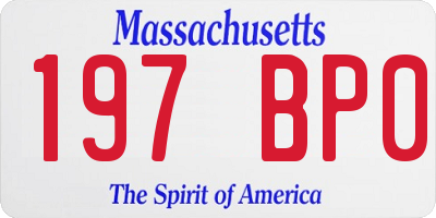 MA license plate 197BP0