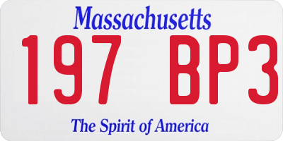MA license plate 197BP3