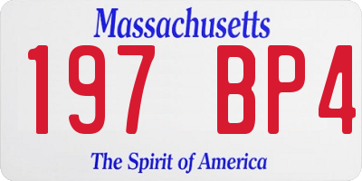 MA license plate 197BP4
