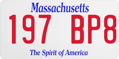 MA license plate 197BP8