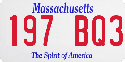 MA license plate 197BQ3