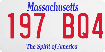 MA license plate 197BQ4