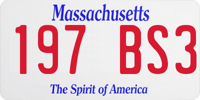 MA license plate 197BS3