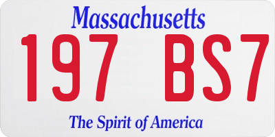 MA license plate 197BS7