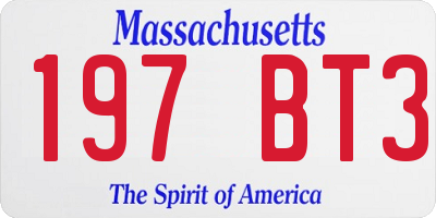 MA license plate 197BT3