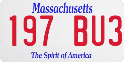 MA license plate 197BU3