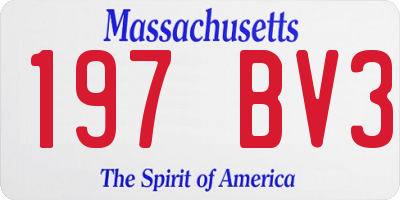 MA license plate 197BV3