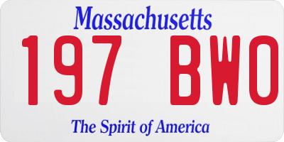 MA license plate 197BW0