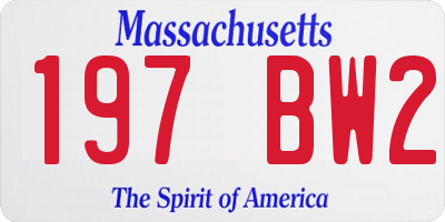 MA license plate 197BW2