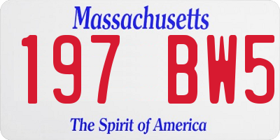 MA license plate 197BW5