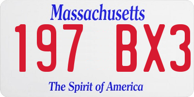 MA license plate 197BX3