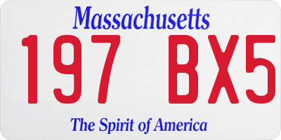MA license plate 197BX5