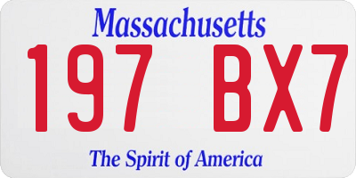 MA license plate 197BX7