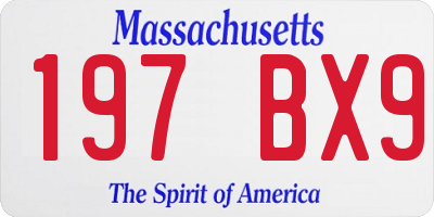 MA license plate 197BX9