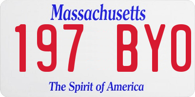 MA license plate 197BY0