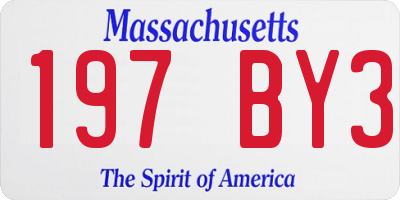 MA license plate 197BY3