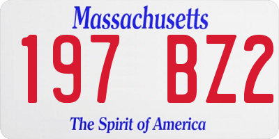 MA license plate 197BZ2