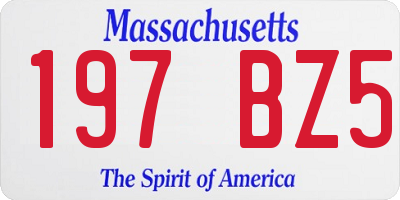 MA license plate 197BZ5
